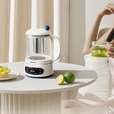 BLAUPUNKT德国蓝宝养生壶家用1.5L大容量烧水壶304不锈钢12小时预约恒温煮茶壶电热水壶象牙白 BP-A19