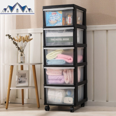 家用多层儿童塑料抽屉式收纳柜玩具整理零食储物箱透明柜子衣服盒 三维工匠