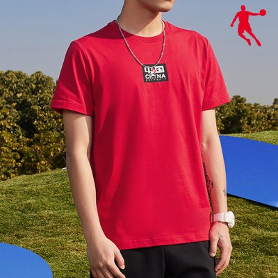 乔丹中国短袖t恤男女情侣装白色2022春夏新款半袖宽松透气休闲运动服