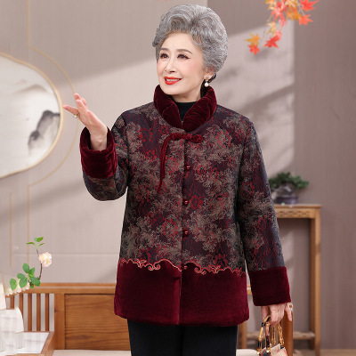 年中老年女装奶奶棉袄冬装棉衣短款加绒女士老年加厚棉服外套
