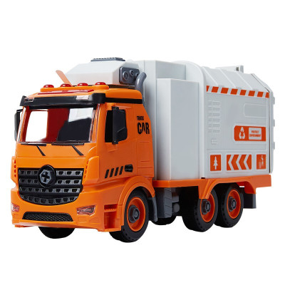 大号仿真儿童玩具惯性工程车模型垃圾清扫清洁保洁环卫扫地车男孩拆装音乐垃圾车送卡片配四桶