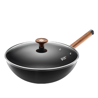 爱仕达熟铁无涂层炒锅CF32T6TG 32cm大直径有盖通用炉灶健康不粘炒锅