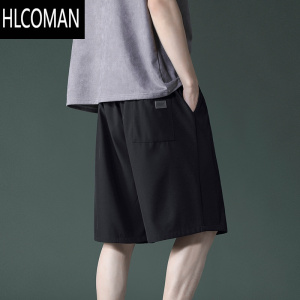 HLCOMAN运动短裤男跑步健身过膝中裤夏季潮牌松紧腰居家大码冰丝五分裤子