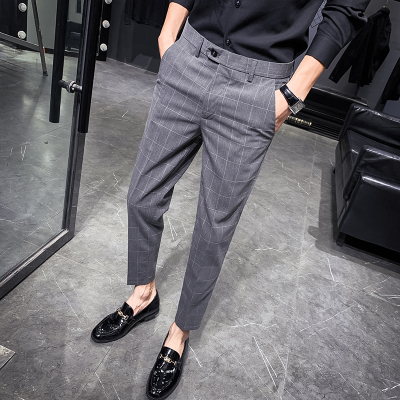 SUNTEK秋季条纹西裤男士韩版修身长裤西装裤休闲裤男青年百搭潮流小西裤西裤