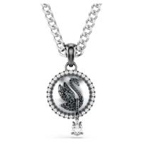 Swarovski女式天鹅吊坠项链银色水晶珍珠立体设计优雅时尚饰品