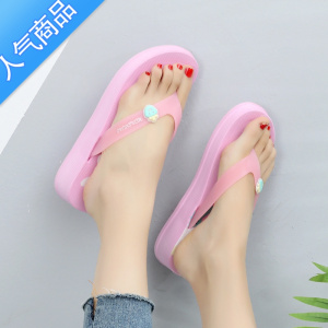 SUNTEK加厚底人字拖女外穿夏季松糕鞋轻便防滑增高沙滩夹脚凉拖鞋
