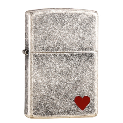 美国ZIPPO打火机芝宝古银蚀刻红色爱心美国正品爱情告白礼物男士礼品红色爱心