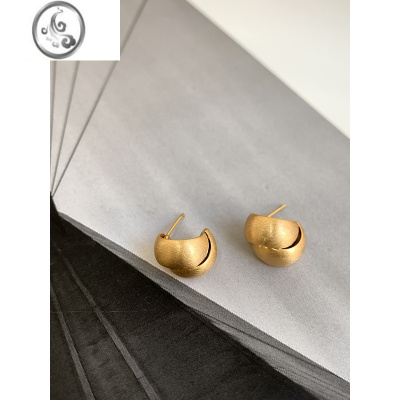 JiMiS925银针小众设计拉丝金属交错高级感耳环ins冷淡风耳钉短款潮人