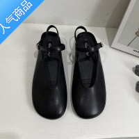 SUNTEK玛丽珍女鞋夏季2023年新款后绊带温柔风单鞋平底包头复古一字