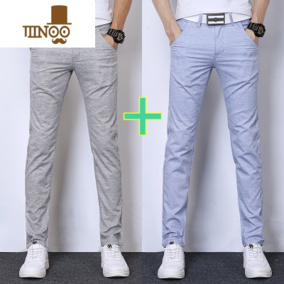 YANXU夏季超薄款透气亚麻休闲长裤子男直筒修身夏天冰丝棉麻夏裤宽松土