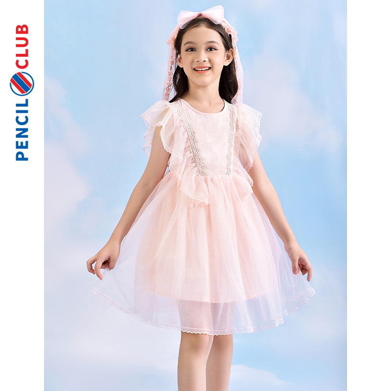5]铅笔俱乐部童装2024年夏季新款女童连衣裙中大童演出服公主裙网纱