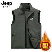 吉普马甲男士冬季新款双面穿摇粒绒保暖坎肩一体绒宽松运动外套男