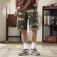 夏季新款男士迷彩牛仔短裤男港风ins宽松直筒五分裤潮流休闲中裤