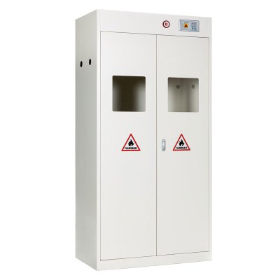 臻远气瓶防爆柜 白色双瓶二代报警器