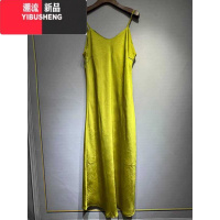 YIBUSHENG打底吊带连衣裙女式背心裙2024年季新款醋酸缎面长裙女装
