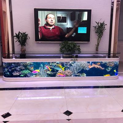 客厅背景墙电视柜生态鱼缸方形免换水族箱玻璃茶几金鱼缸1.