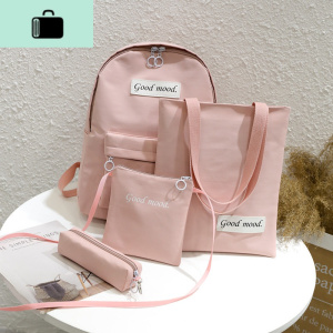 帆布包女斜跨学生韩版双肩书包多用四件套原宿日系文艺手提单肩包NEW LAKE女斜挎包