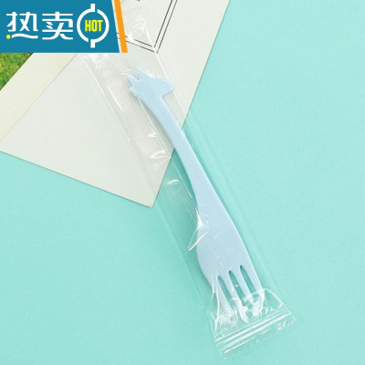 敬平水果叉子卡通水果叉创意儿童点心蛋糕叉可爱小鹿叉签塑料叉 独立装蓝色100支牙签