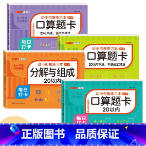 [4本 312页]20以内加减+20以内分解与组成+20以内不退位不进位+20以内退位进位 [正版]幼小衔接口算题卡天天