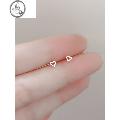 JiMi迷你养耳洞耳钉女925银银简约小巧气质爱心睡觉不用摘耳环耳骨INS