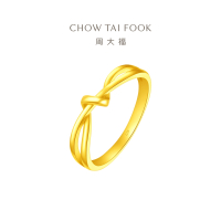 周大福 ING系列 爱无尽缠绵结节打结足金黄金戒指(工费:120计价) F230626七夕礼物