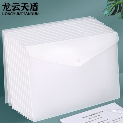 龙云天盾 A4透明按扣文件袋公文袋资料袋档案袋塑料文件袋透明磨砂10个装
