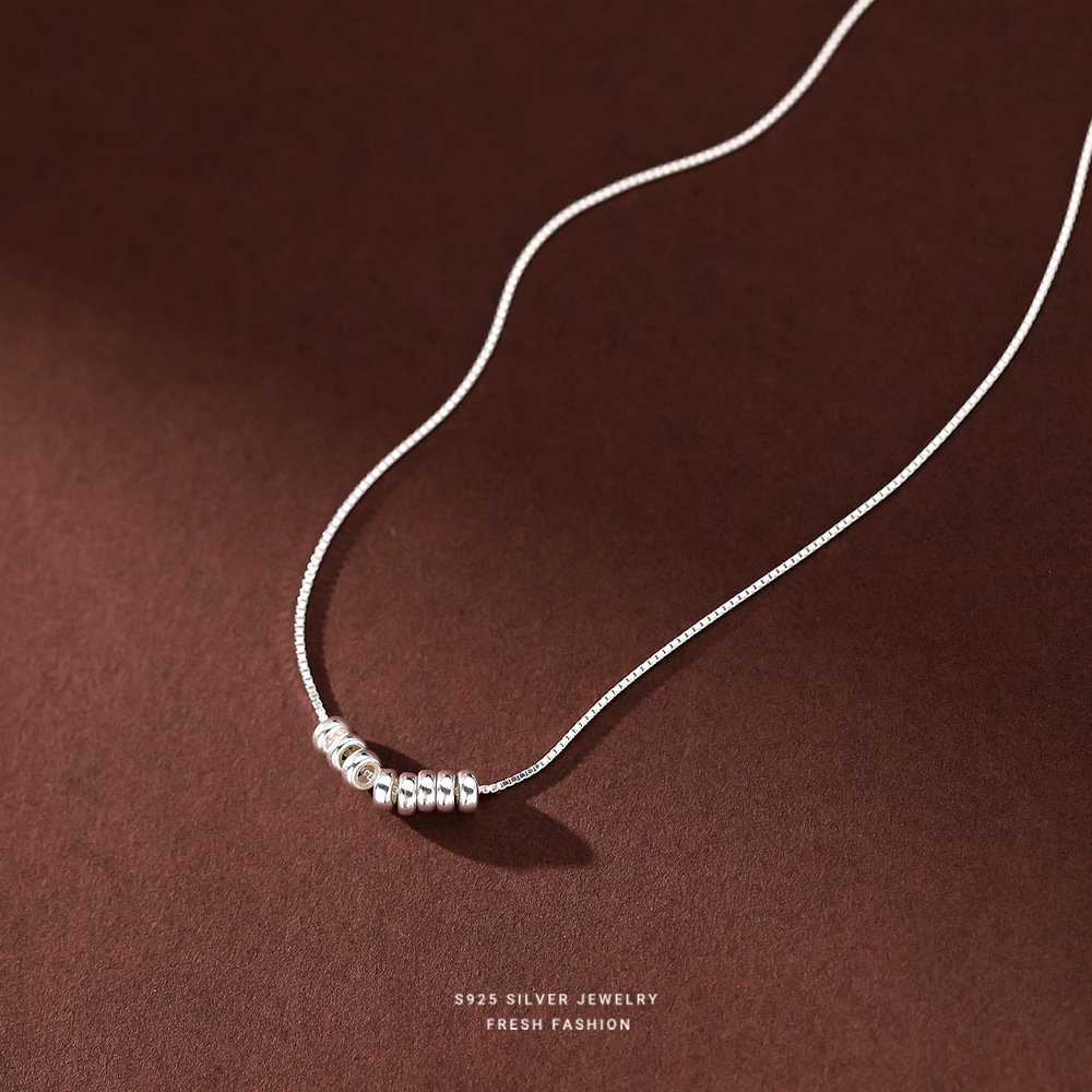 s925纯银转运珠子细项链女轻奢小众轻奢感设计简约气质锁骨链代发送女朋友老婆情人节七夕生日礼物