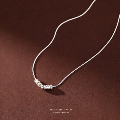 s925纯银转运珠子细项链女轻奢小众轻奢感设计简约气质锁骨链代发送女朋友老婆情人节七夕生日礼物