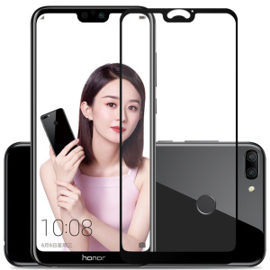 [买2送手机壳]轻万适用荣耀9i钢化膜全网通huawei全屏玻璃贴膜黑色丝印高清手机贴膜