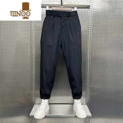 YANXU男士西裤2023夏季新款百搭束脚宽松哈伦裤痞帅冰丝垂感休闲裤
