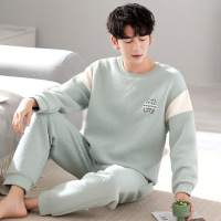 空气夹棉睡衣男士秋冬季加厚长袖韩版新款家居服保暖套装