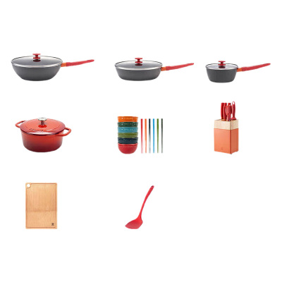 双立人厨具套装煎炒炖煮一套备齐耐磨外壁烹然心动款1024789