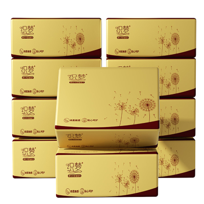 织梦 超韧可湿水抽取式纸面巾4层40抽*10包原生木浆抽纸纸巾实惠装餐巾纸家庭装纸抽卫生纸家用母婴可用 10包装