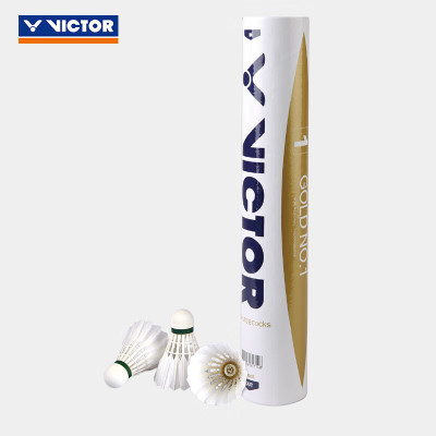 威克多(VICTOR) 黄金一号羽毛球 耐打稳定鸭毛77速 金黄1号1筒 12只装