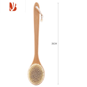 三维工匠猪鬃软毛弧形搓背刷不求人搓澡巾沐浴刷身体干刷神器长柄洗澡刷子 欧式圆板榉木猪鬃浴刷