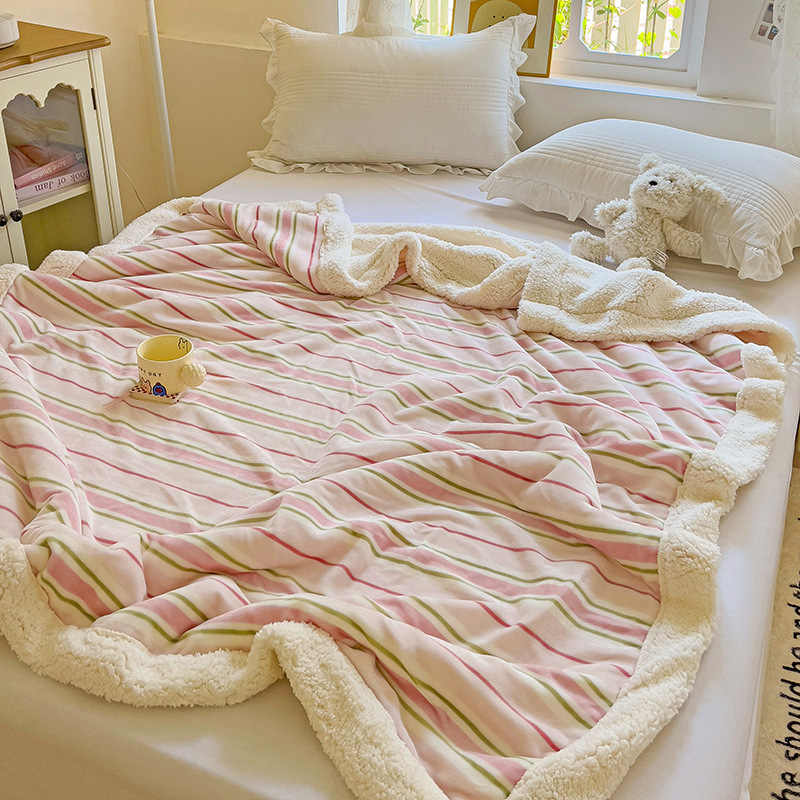 牛奶绒毛毯午睡办公室宿舍盖毯加厚秋冬季珊瑚法兰绒小被子床上用