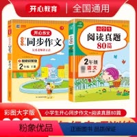 阅读真题+同步作文 [正版]2022新版小学生二年级下册同步作文+语文阅读理解真题训练80篇语文阅读专项训练短文练习题