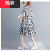 YIBUSHENG棉绸连衣裙时尚外穿2024新款文艺中长款大码胖MM花色棉麻裙子女