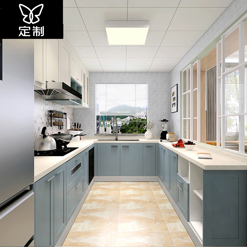 定制橱柜定制石英石台面整体橱柜现代时尚橱柜组装家用厨房柜_诚意