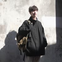 SUNTEKD禾子春装男士夹克韩版潮流立领刺绣外套日系宽松休闲chic上衣夹克