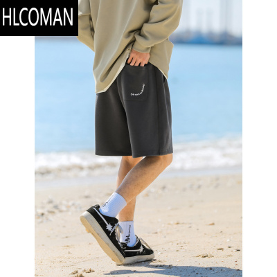 HLCOMAN吕小虎310g珠地面料透气短裤男夏季松紧腰抽绳卫裤运动五分裤