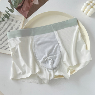 男士内裤夏薄款厂家螺纹高弹平角裤中山内裤同款男内裤头