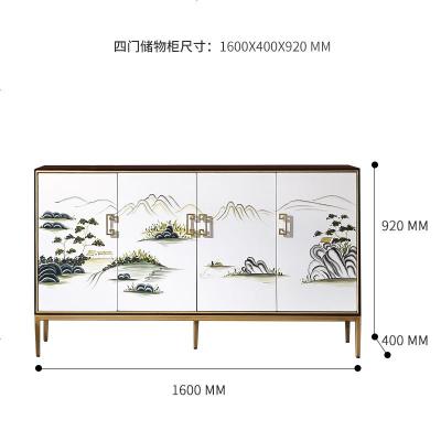 新中式玄关柜隔断轻奢客厅现代简约储物餐边柜厅柜手绘进鞋柜