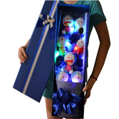 中天乐机器猫哆啦a梦公仔香皂花夜光礼盒卡通花束