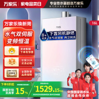 万家乐燃气热水器RG1 水气双伺服恒温 下置风机静燃舱 八重降噪 四季随温感电辅防冻 智慧增容无边玻璃屏 16L