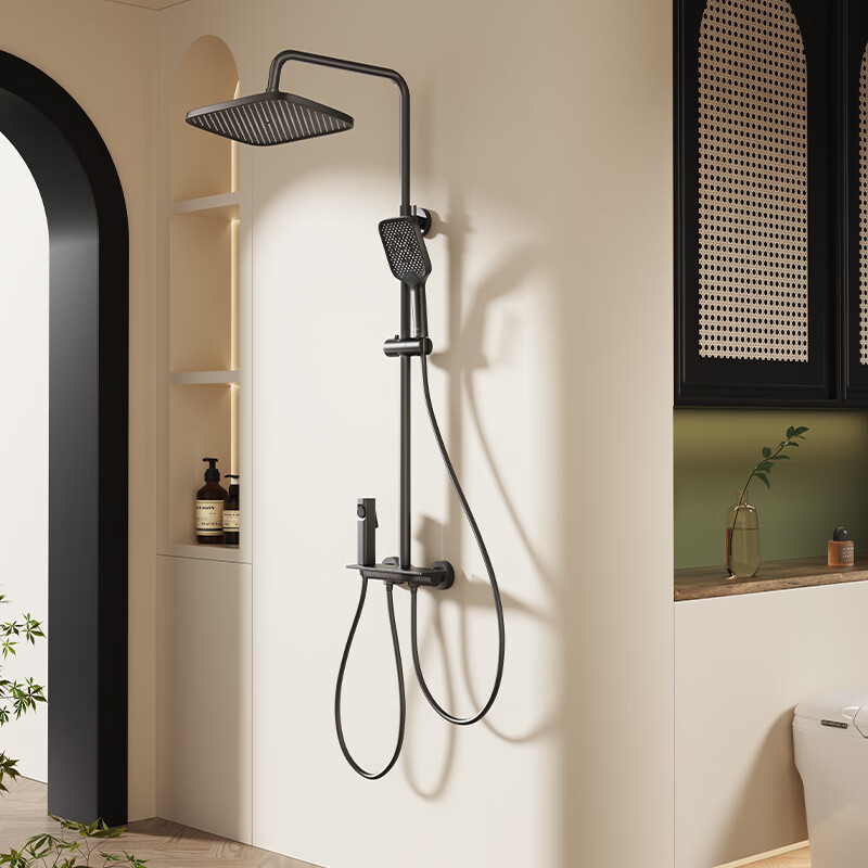 惠达(HUIDA)- TF595 淋浴花洒钢琴按键套装家用卫浴沐浴器浴室大置物架带顶喷增压