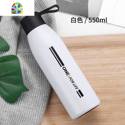 保温杯男士初中学生个性简约水杯女便携不锈钢韩版杯子创意潮流 FENGHOU 黑色+杯套