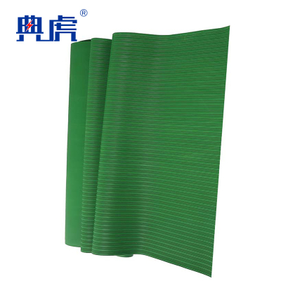 典虎 绝缘橡胶板 绿色条纹3mm*1.2m*10m 卷