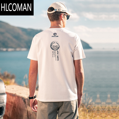 HLCOMAN 丝光爽滑 潮牌短袖T恤男夏季背后印花体恤男生冰丝棉t半袖