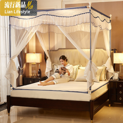 儿童防摔三开拉链蚊帐家用1.8m床1.5m蒙古包加固加厚公主风1.2 三维工匠